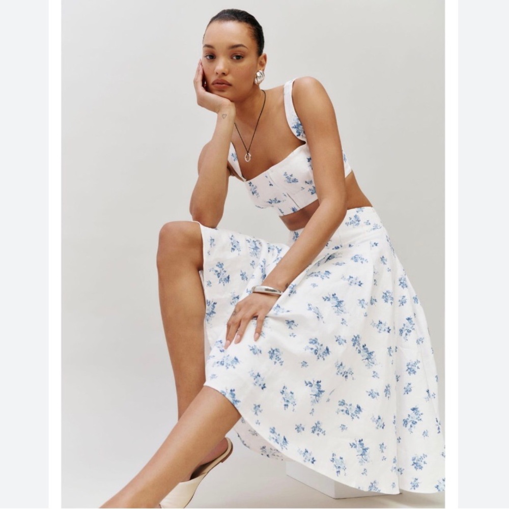 Reformation Santana Linen Skirt
